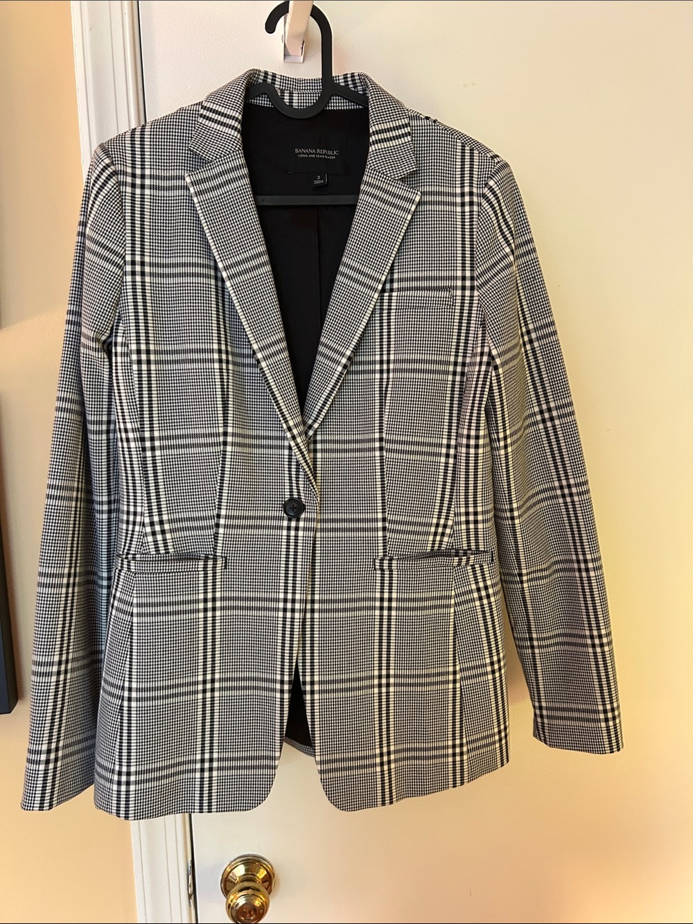 Banana Republic Black & White Glen Plaid Blazer